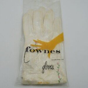 Vintage Fownes Gloves Sz 7 1/2 Embroidered Rose Made In Italy Original Packaging